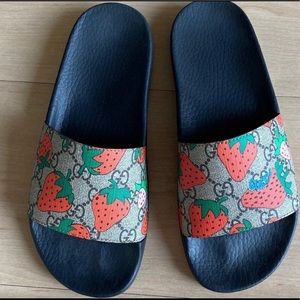 Gucci Strawberry slides .
